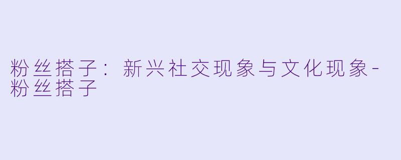 粉丝搭子：新兴社交现象与文化现象-粉丝搭子
