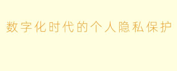 数字化时代的个人隐私保护