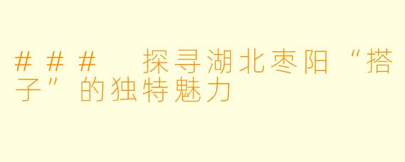 ### 探寻湖北枣阳“搭子”的独特魅力