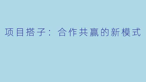 项目搭子：合作共赢的新模式