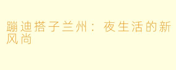 蹦迪搭子兰州：夜生活的新风尚