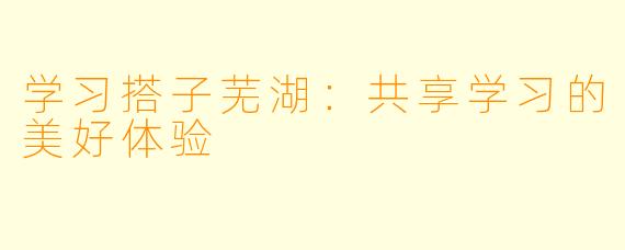 学习搭子芜湖：共享学习的美好体验