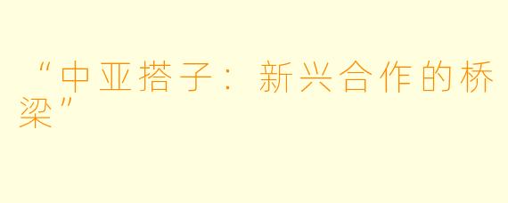 “中亚搭子:新兴合作的桥梁”