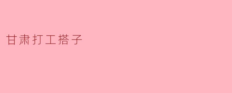 甘肃打工搭子