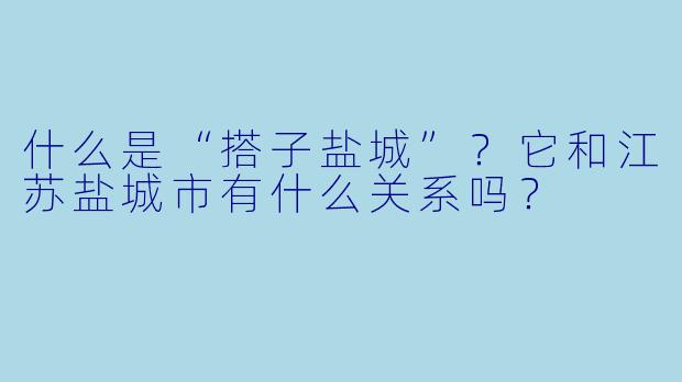 什么是“搭子盐城”?它和江苏盐城市有什么关系吗?