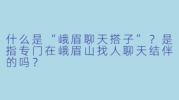 什么是“峨眉聊天搭子”？是指专门在峨眉山找人聊天结伴的吗？