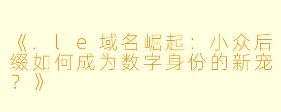 《.le域名崛起：小众后缀如何成为数字身份的新宠？》