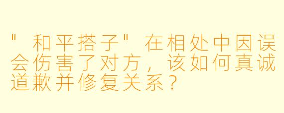 "和平搭子"在相处中因误会伤害了对方,该如何真诚道歉并修复关系?
