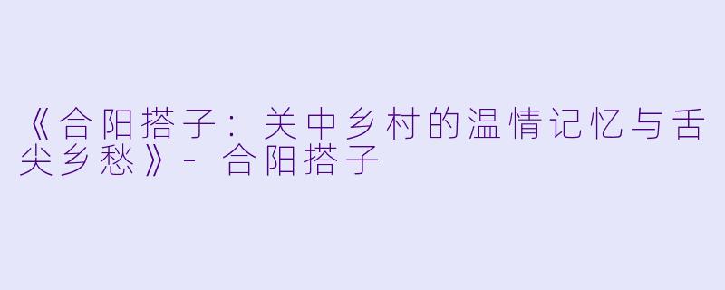 《合阳搭子：关中乡村的温情记忆与舌尖乡愁》-合阳搭子