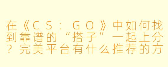 在《CS:GO》中如何找到靠谱的“搭子”一起上分？完美平台有什么推荐的方法吗？