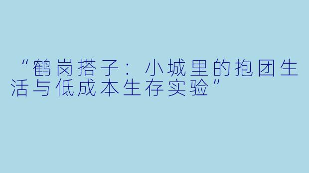 “鹤岗搭子：小城里的抱团生活与低成本生存实验”