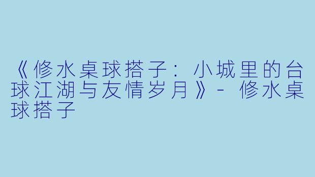 《修水桌球搭子：小城里的台球江湖与友情岁月》-修水桌球搭子