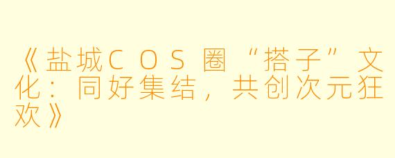 《盐城COS圈“搭子”文化：同好集结，共创次元狂欢》
