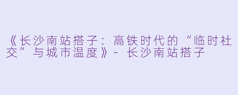 《长沙南站搭子：高铁时代的“临时社交”与城市温度》-长沙南站搭子
