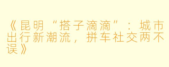 《昆明“搭子滴滴”：城市出行新潮流，拼车社交两不误》