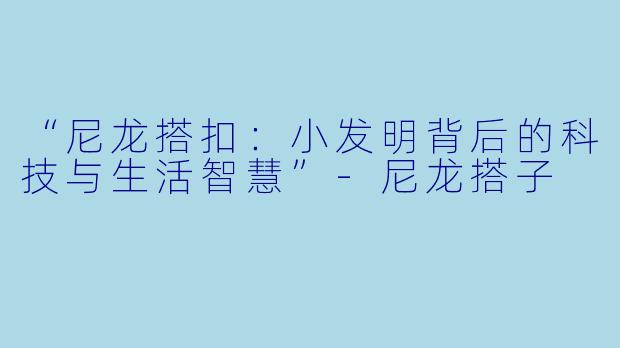 “尼龙搭扣：小发明背后的科技与生活智慧”-尼龙搭子