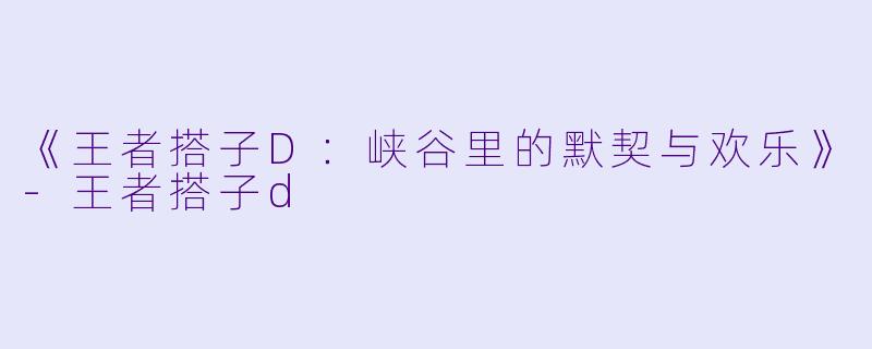 《王者搭子D：峡谷里的默契与欢乐》-王者搭子d