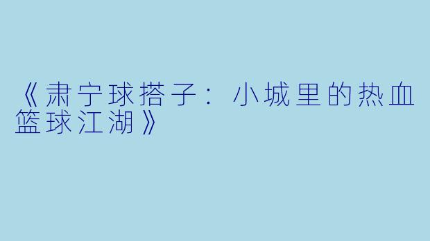 《肃宁球搭子：小城里的热血篮球江湖》