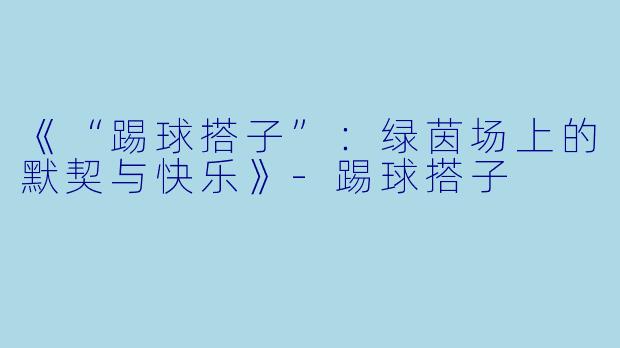 《“踢球搭子”：绿茵场上的默契与快乐》-踢球搭子