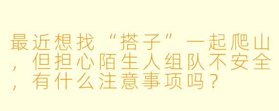 最近想找“搭子”一起爬山，但担心陌生人组队不安全，有什么注意事项吗？