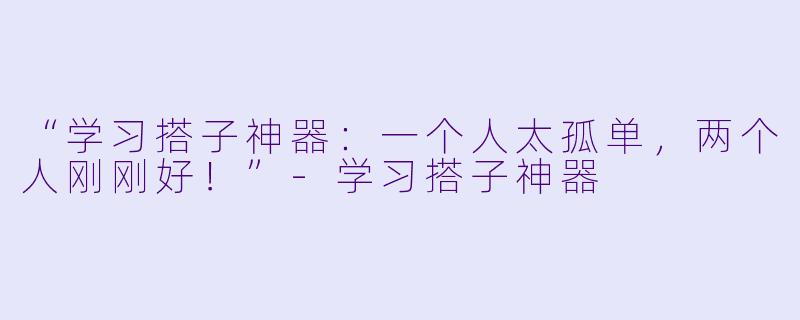 “学习搭子神器：一个人太孤单，两个人刚刚好！”-学习搭子神器