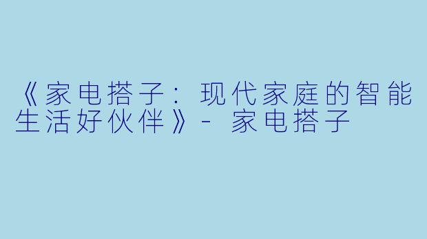 《家电搭子：现代家庭的智能生活好伙伴》-家电搭子