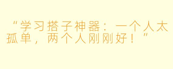 “学习搭子神器：一个人太孤单，两个人刚刚好！”