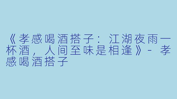 《孝感喝酒搭子：江湖夜雨一杯酒，人间至味是相逢》-孝感喝酒搭子
