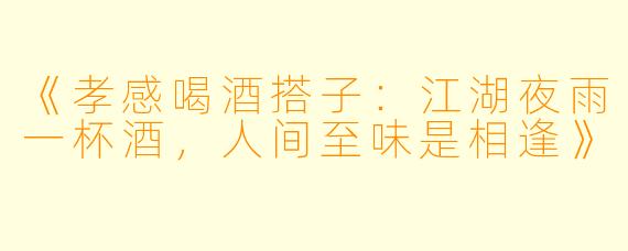 《孝感喝酒搭子：江湖夜雨一杯酒，人间至味是相逢》