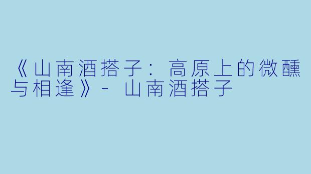 《山南酒搭子：高原上的微醺与相逢》-山南酒搭子