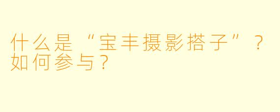 什么是“宝丰摄影搭子”？如何参与？