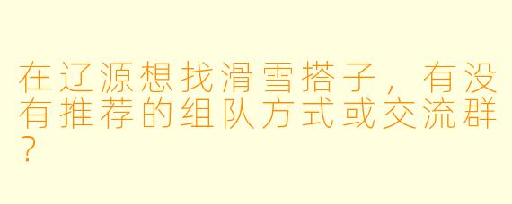 在辽源想找滑雪搭子,有没有推荐的组队方式或交流群?