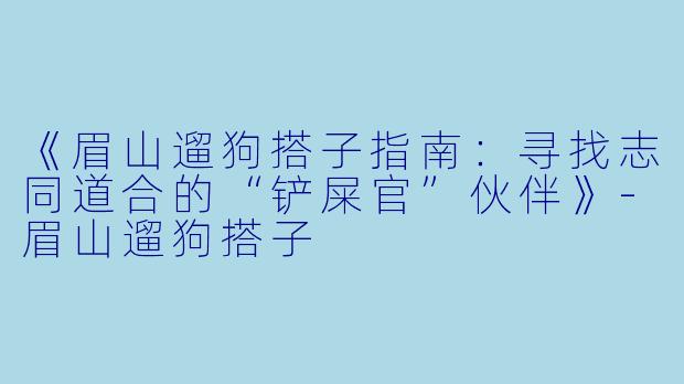《眉山遛狗搭子指南：寻找志同道合的“铲屎官”伙伴》-眉山遛狗搭子