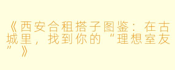 《西安合租搭子图鉴:在古城里,找到你的“理想室友”》