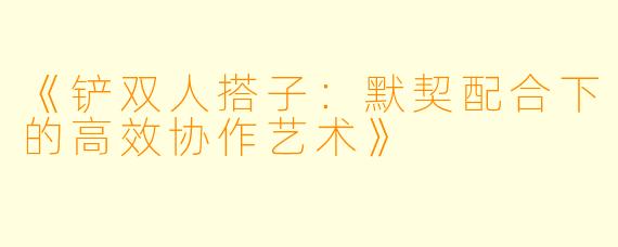 《铲双人搭子：默契配合下的高效协作艺术》
