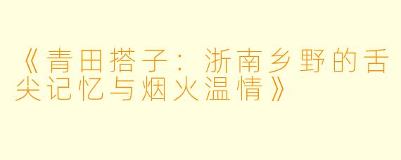 《青田搭子：浙南乡野的舌尖记忆与烟火温情》