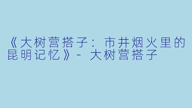 《大树营搭子：市井烟火里的昆明记忆》-大树营搭子
