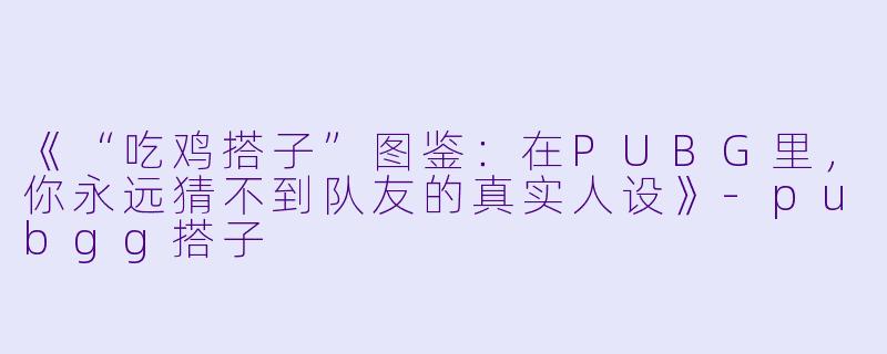 《“吃鸡搭子”图鉴：在PUBG里，你永远猜不到队友的真实人设》-pubgg搭子