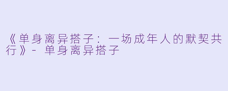 《单身离异搭子：一场成年人的默契共行》-单身离异搭子