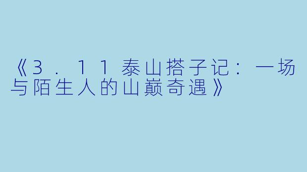 《3.11泰山搭子记：一场与陌生人的山巅奇遇》