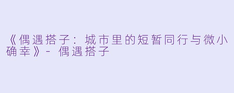 《偶遇搭子：城市里的短暂同行与微小确幸》-偶遇搭子