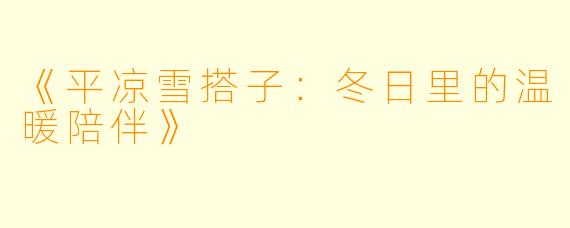 《平凉雪搭子：冬日里的温暖陪伴》