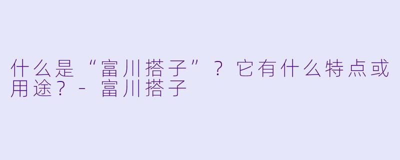什么是“富川搭子”？它有什么特点或用途？-富川搭子