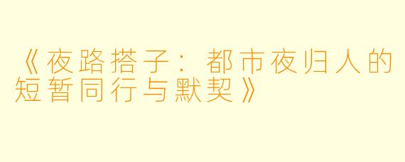 《夜路搭子：都市夜归人的短暂同行与默契》