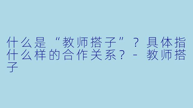 什么是“教师搭子”？具体指什么样的合作关系？-教师搭子