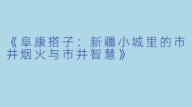 《阜康搭子：新疆小城里的市井烟火与市井智慧》