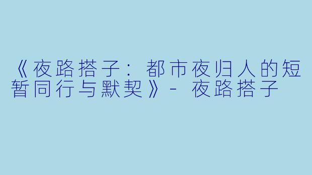 《夜路搭子：都市夜归人的短暂同行与默契》-夜路搭子