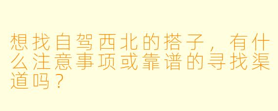想找自驾西北的搭子，有什么注意事项或靠谱的寻找渠道吗？