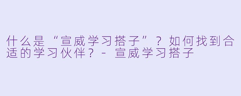 什么是“宣威学习搭子”？如何找到合适的学习伙伴？-宣威学习搭子