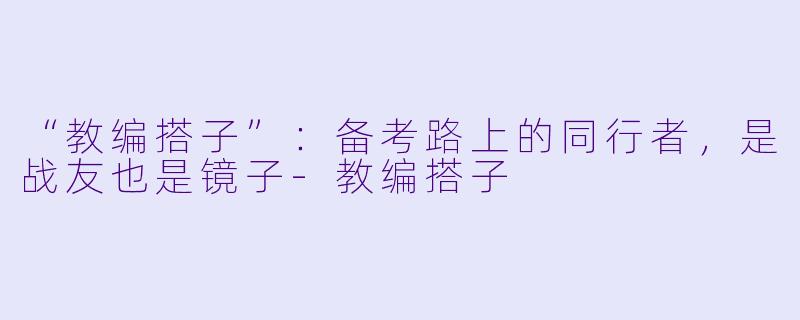 “教编搭子”：备考路上的同行者，是战友也是镜子-教编搭子